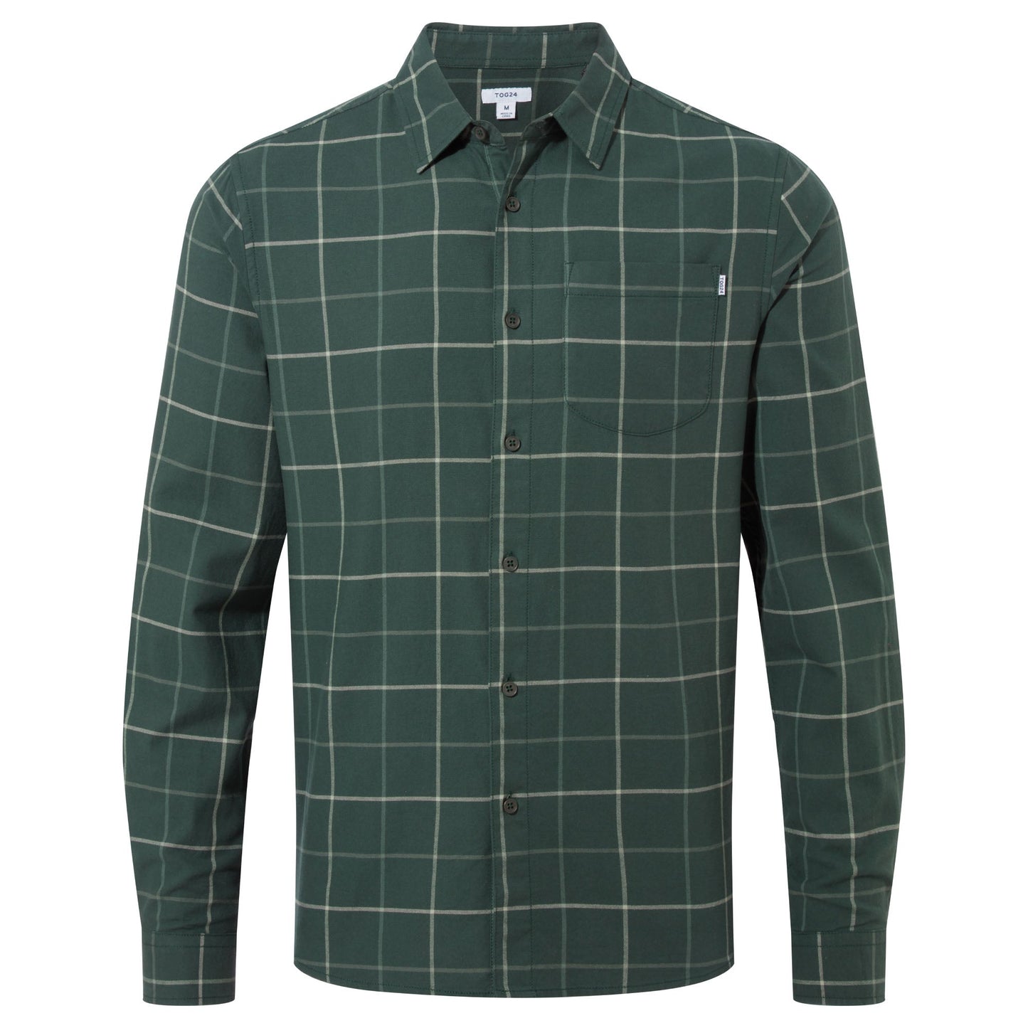 Jarvis Mens Long Sleeve Cotton Flannel Shirt - Racing Green Check