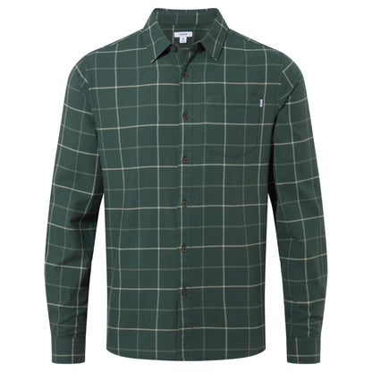 Jarvis Mens Long Sleeve Cotton Flannel Shirt - Racing Green Check