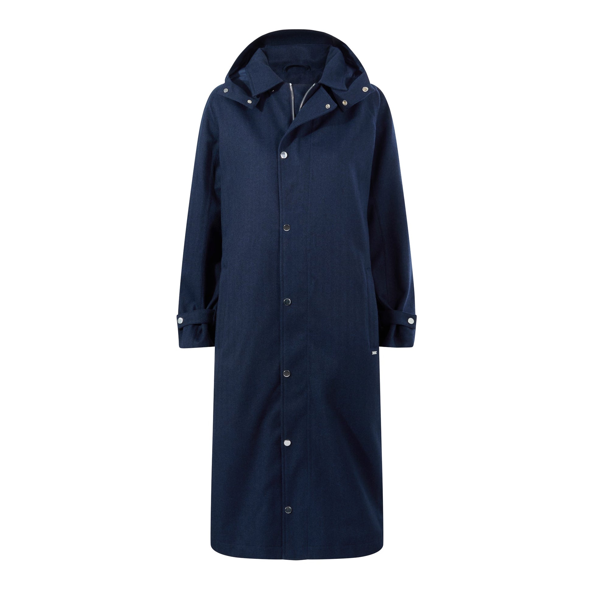 Jemima Womens Waterproof Longline Belted Tench Coat - Navy Melange