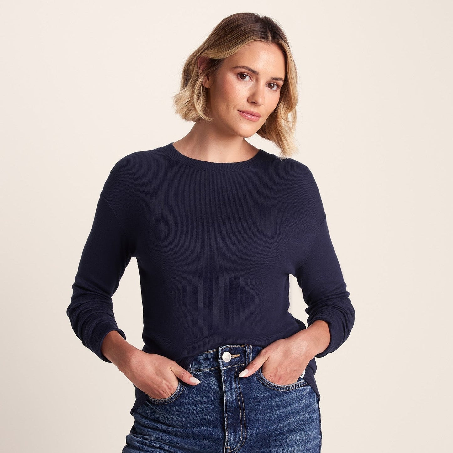 Jemma Womens Long Sleeve Supersoft T-Shirt - Oxford Blue