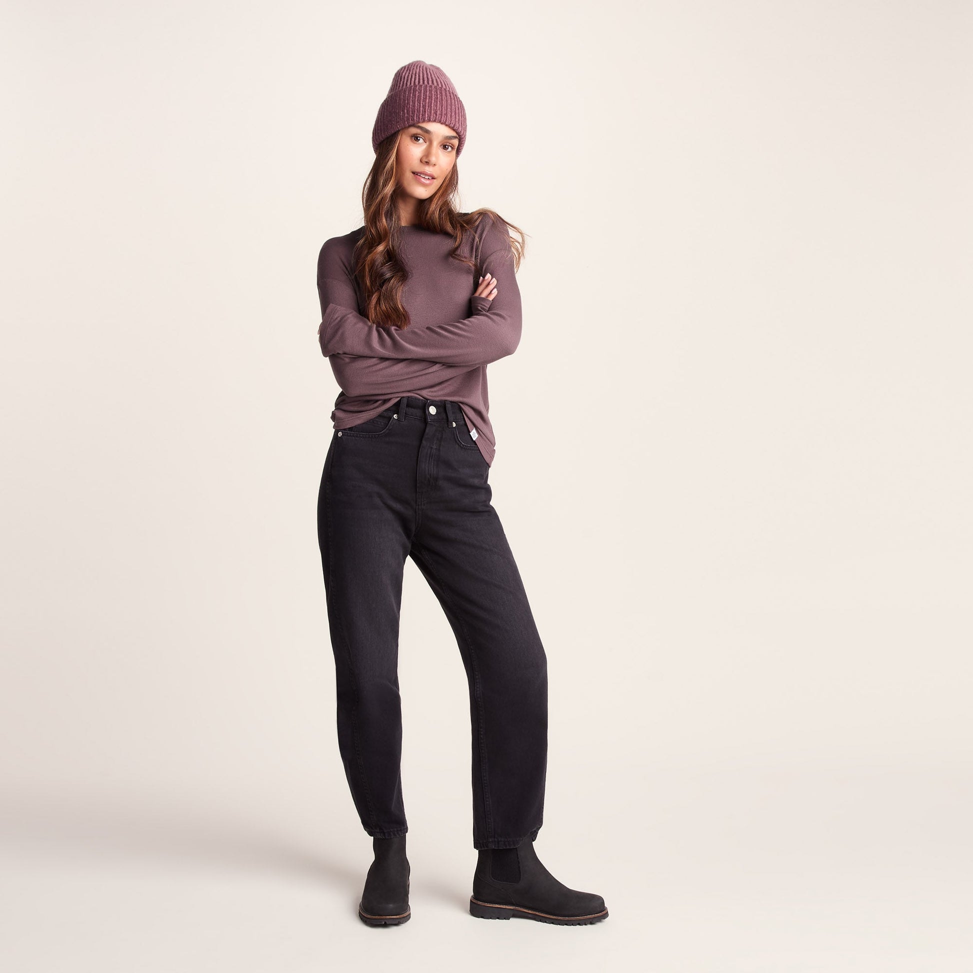 Jemma Womens Long Sleeve Supersoft T-Shirt - Dark Mauve