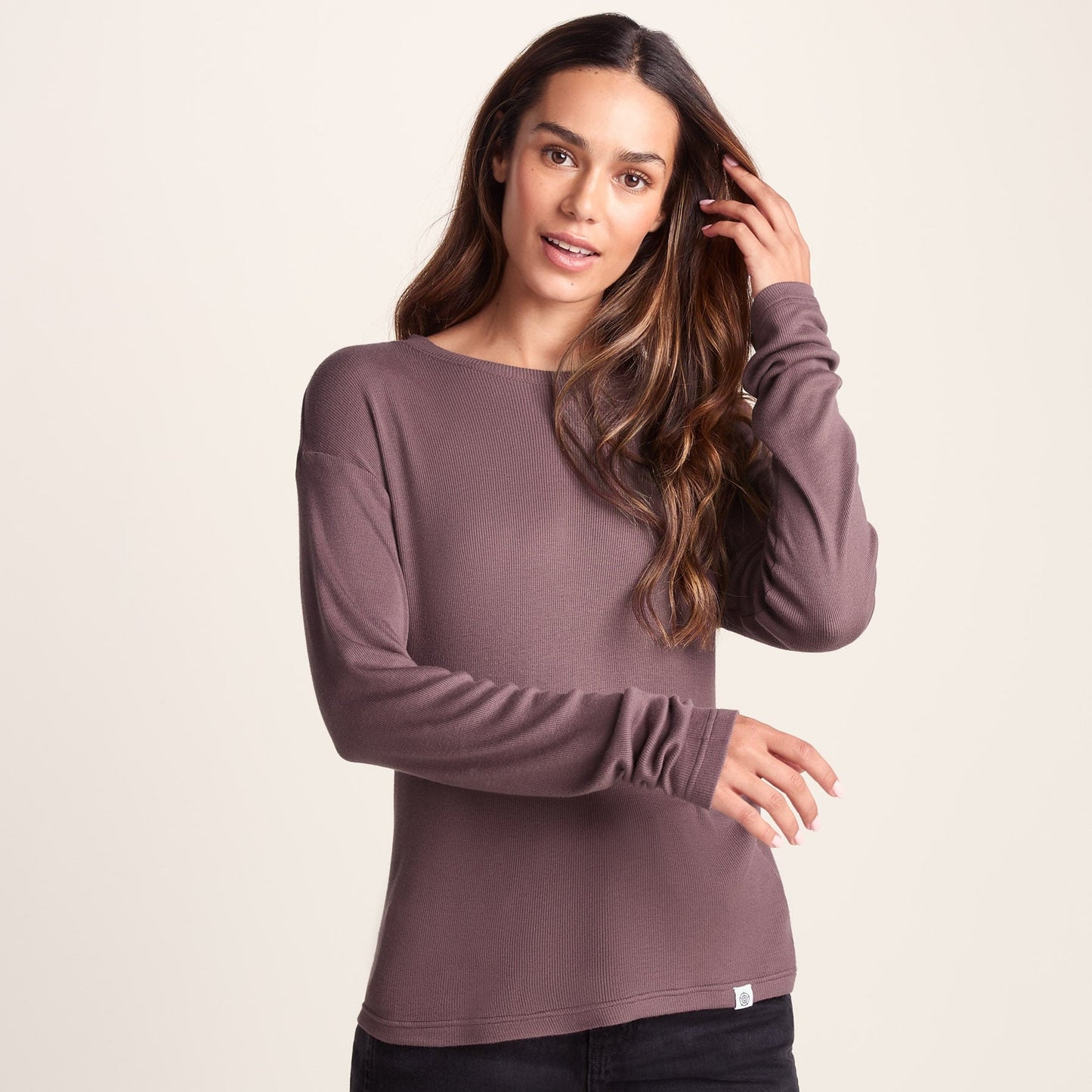 Jemma Womens Long Sleeve Supersoft T-Shirt - Dark Mauve