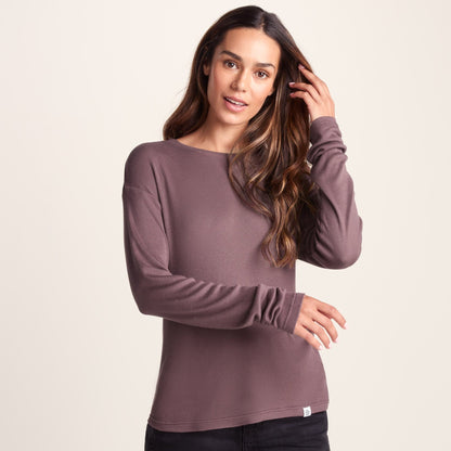 Jemma Womens Long Sleeve Supersoft T-Shirt - Dark Mauve