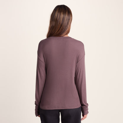 Jemma Womens Long Sleeve Supersoft T-Shirt - Dark Mauve