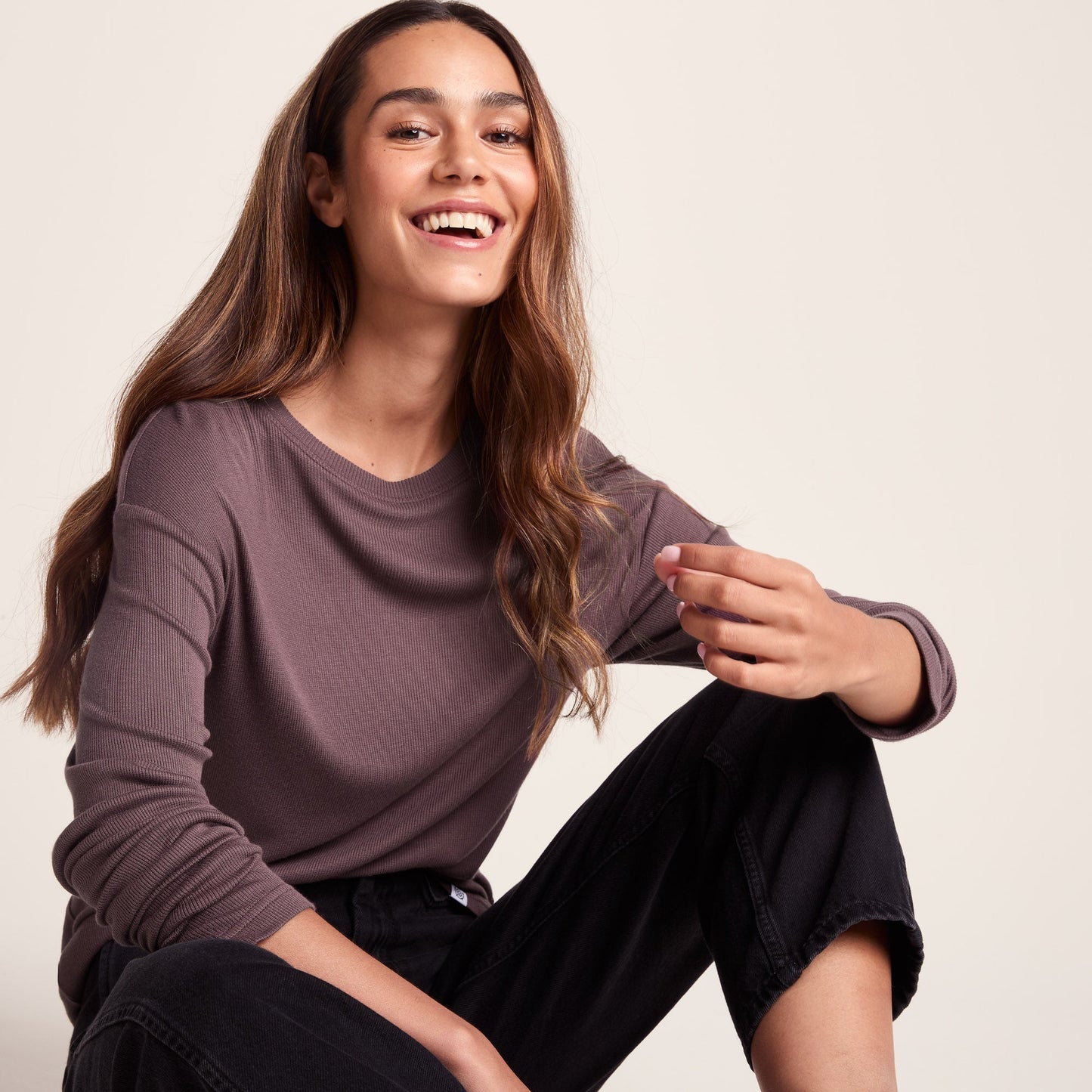Jemma Womens Long Sleeve Supersoft T-Shirt - Dark Mauve