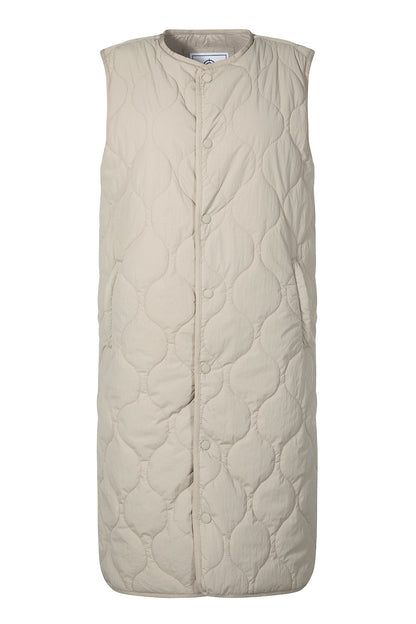 Jena Womens Relaxed Fit Long Insulated Gilet - Cool Beige