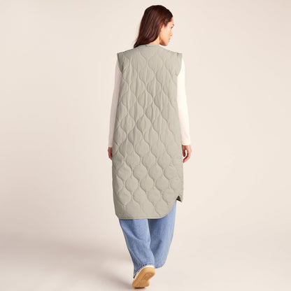 Jena Womens Relaxed Fit Long Insulated Gilet - Cool Beige