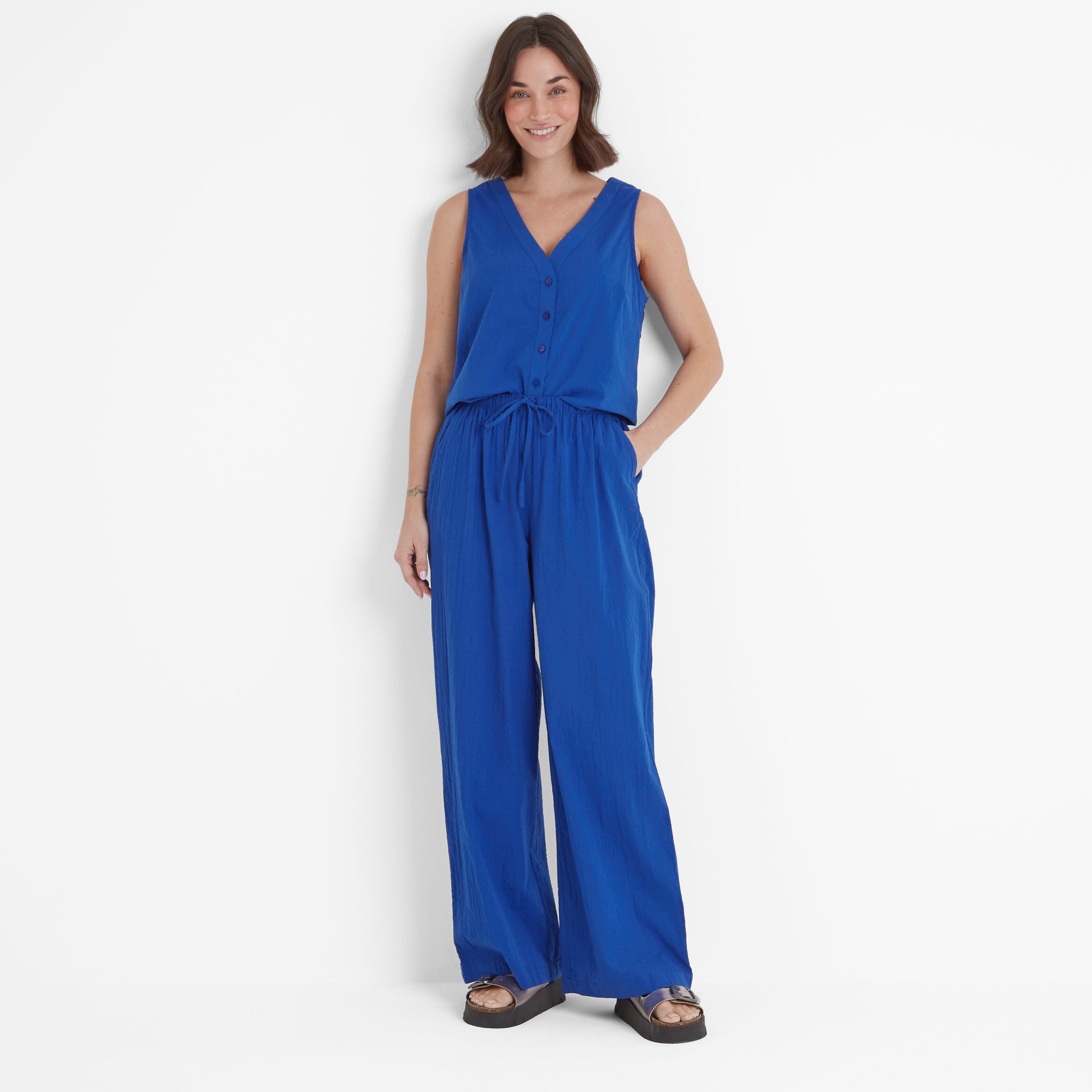 Jennie Womens Wide Leg Trousers - Ultramarine Blue