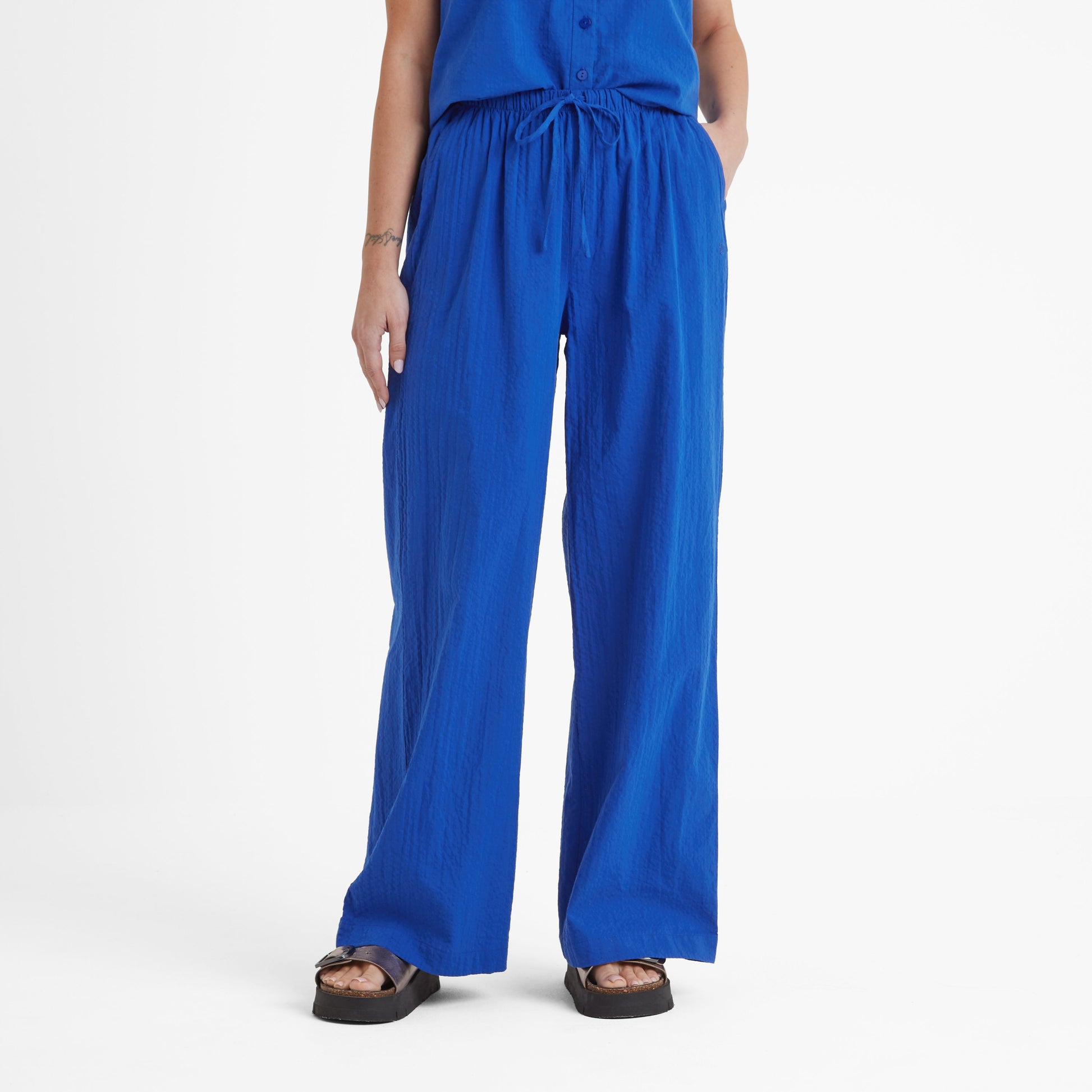 Jennie Womens Wide Leg Trousers - Ultramarine Blue