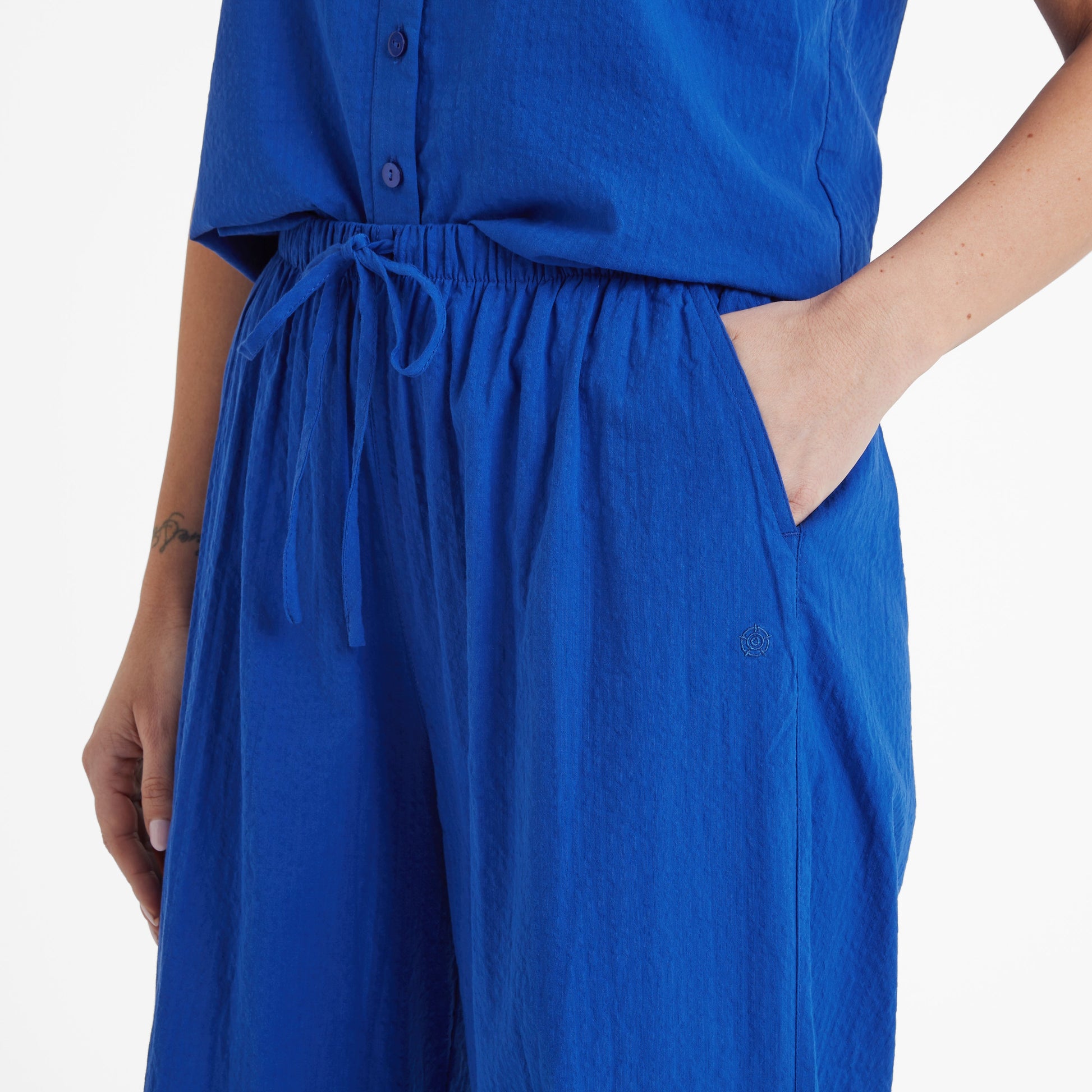 Jennie Womens Wide Leg Trousers - Ultramarine Blue