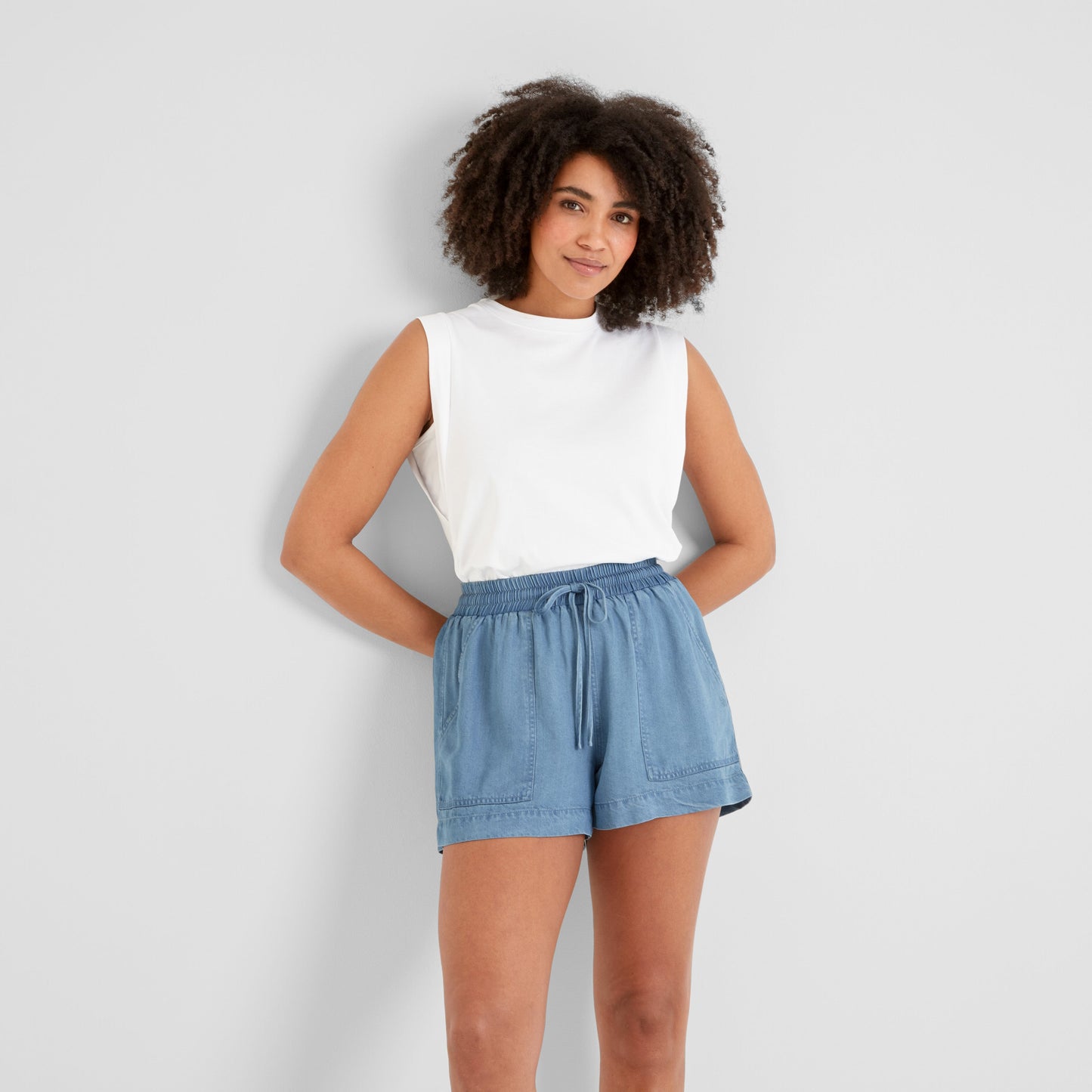 Jessia Womens Tencel Lyocel Shorts - Faded Indigo