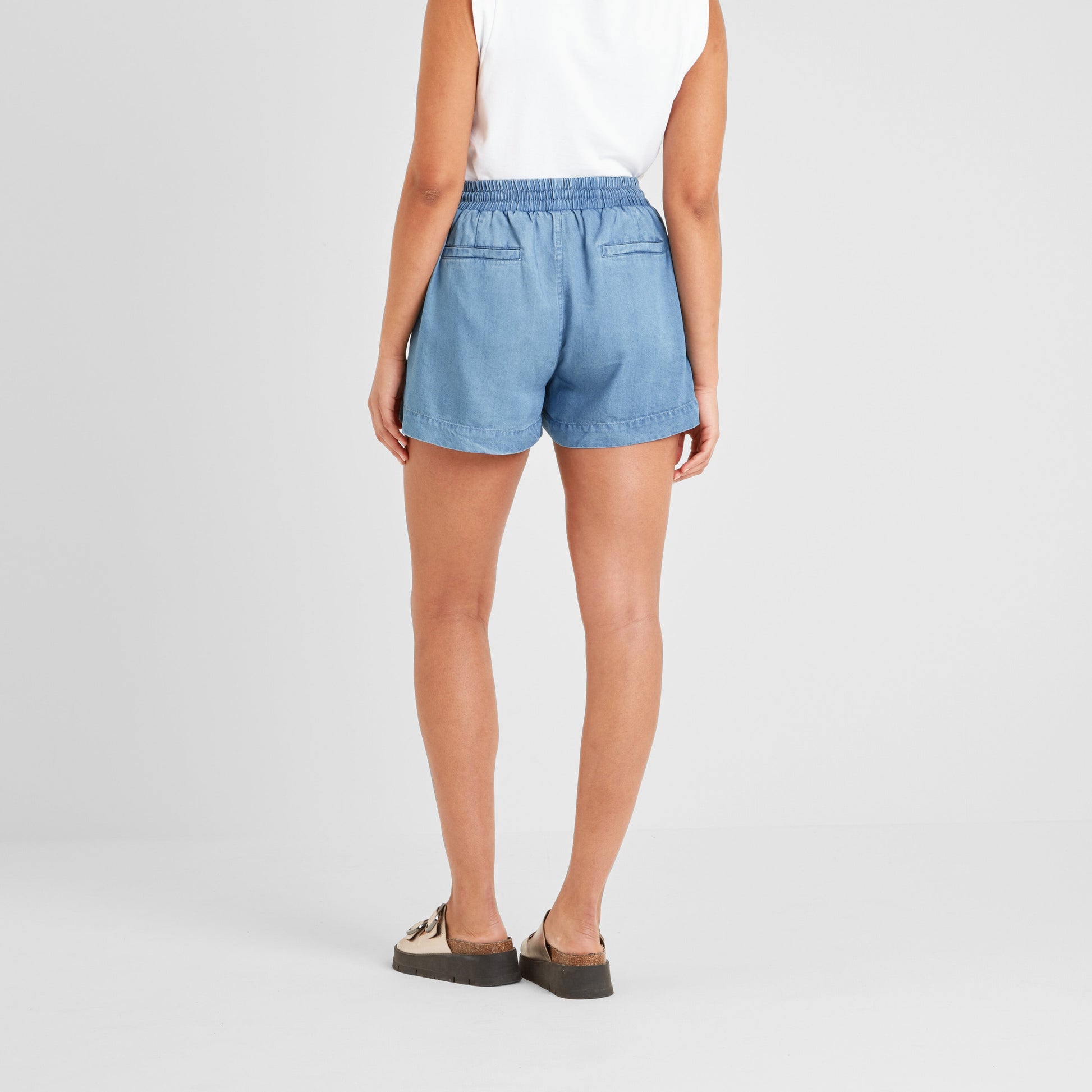 Jessia Womens Tencel Lyocel Shorts - Faded Indigo