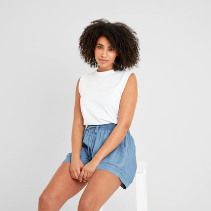 Jessia Womens Tencel Lyocel Shorts - Faded Indigo