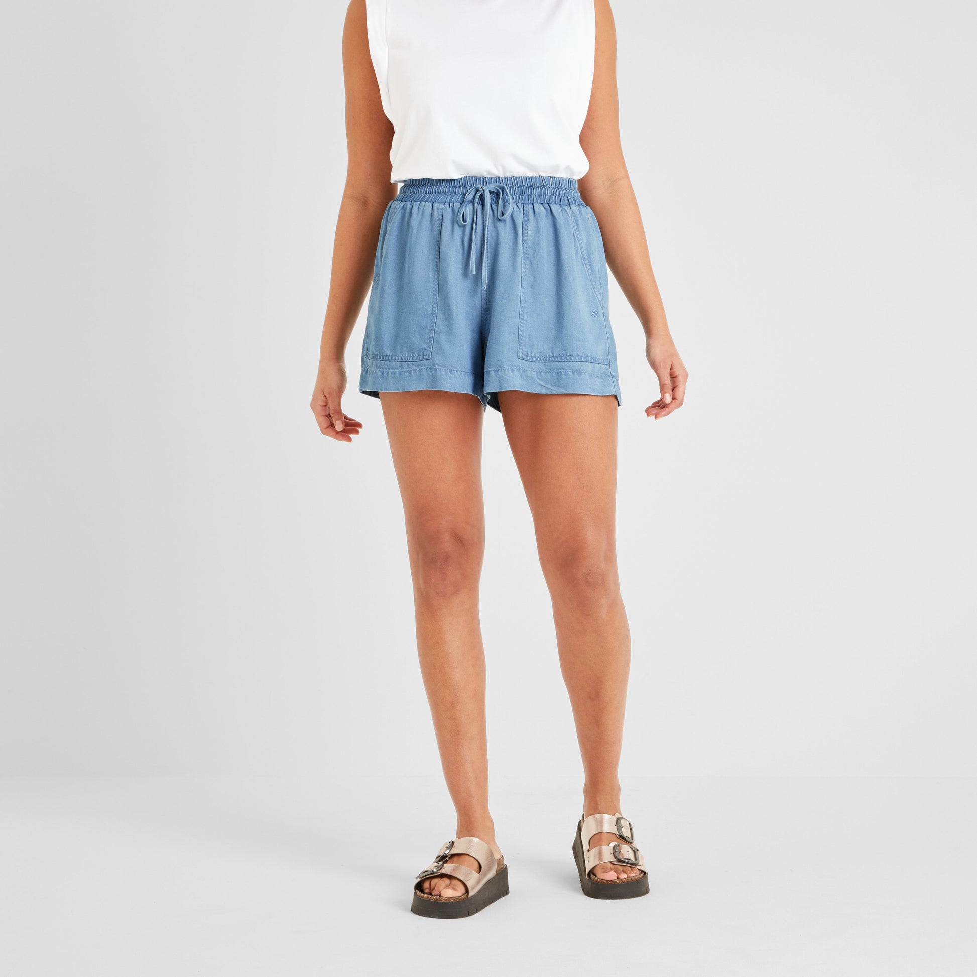 Jessia Womens Tencel Lyocel Shorts - Faded Indigo