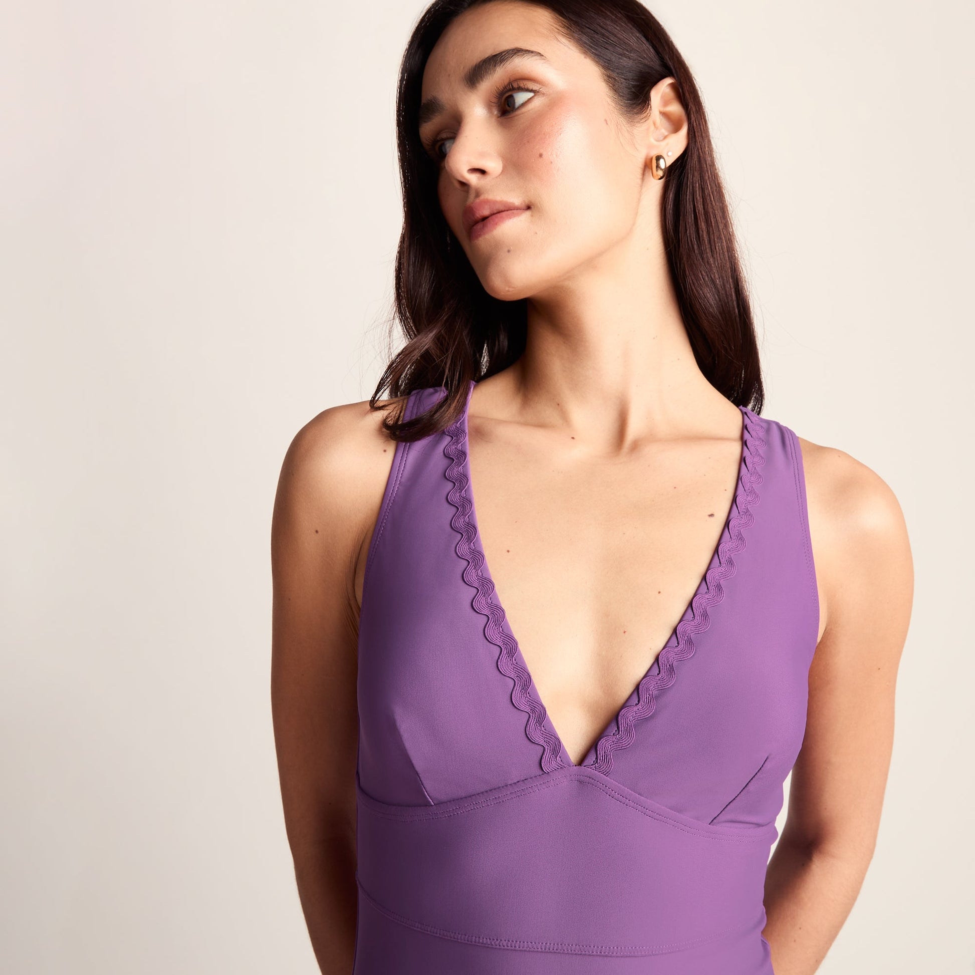 Katerina Womens One Piece Mesh Lined Swimsuit - Orchid