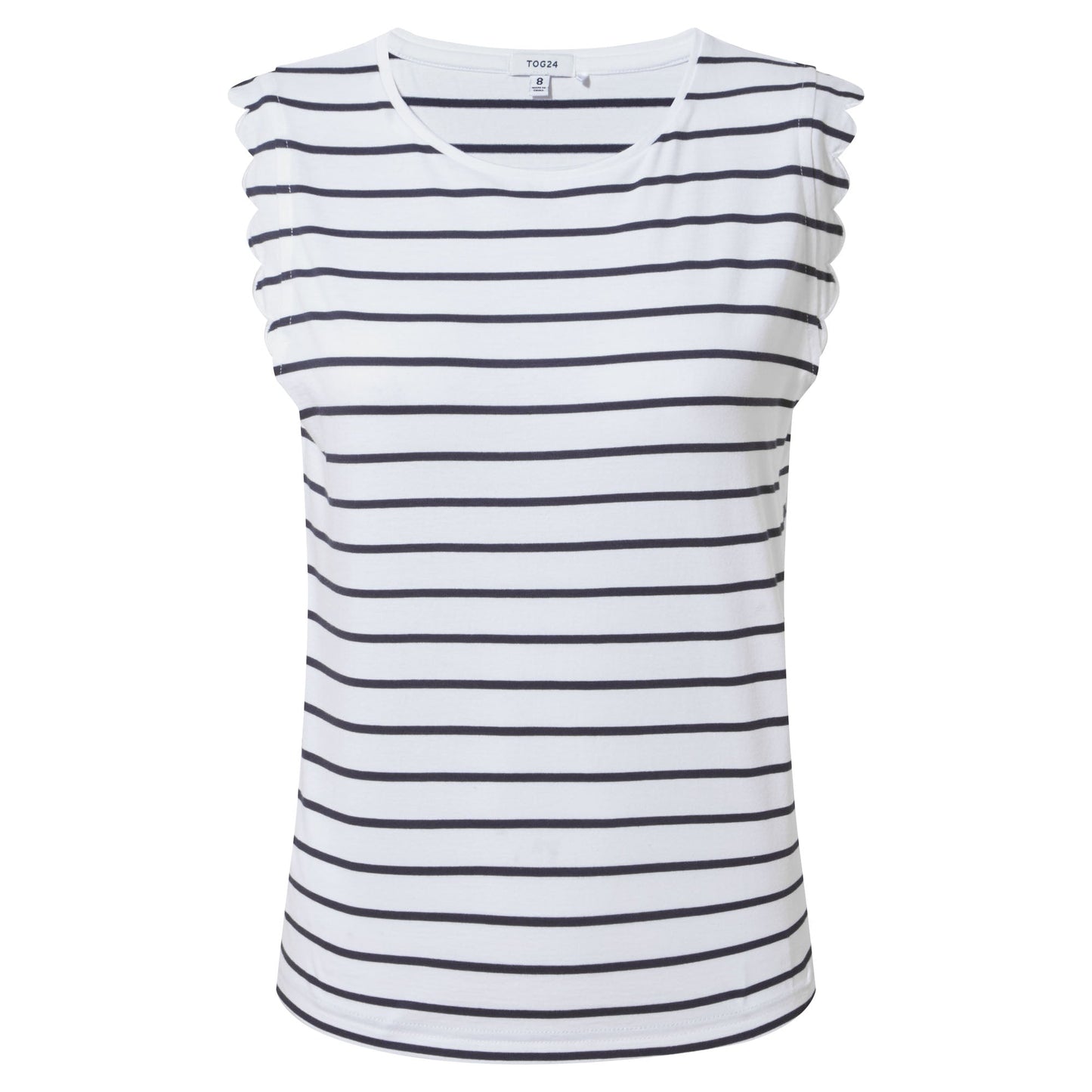 Katie Womens 100% Cotton Supersoft Vest - Optic White/Dk Indigo
