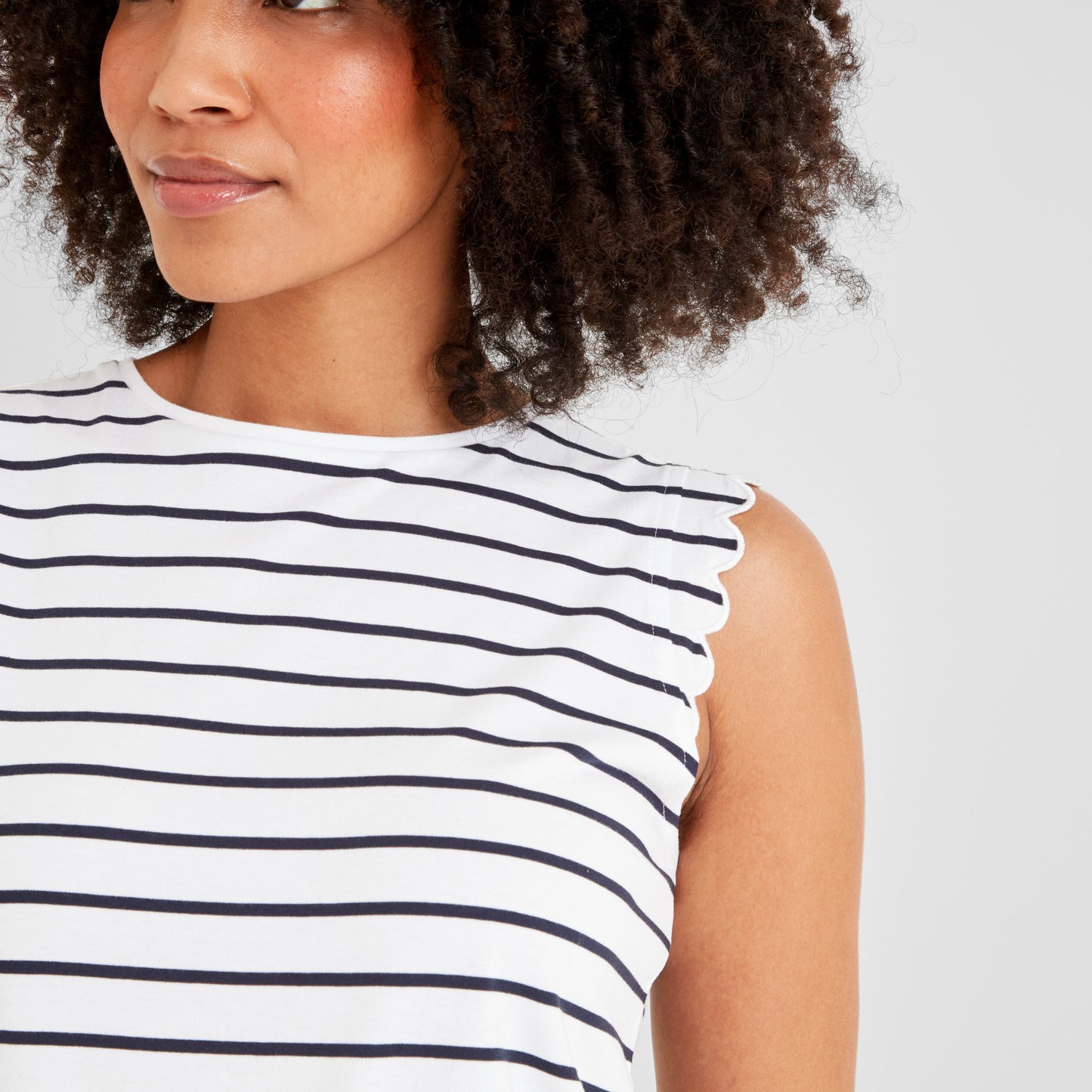 Katie Womens 100% Cotton Supersoft Vest - Optic White/Dk Indigo