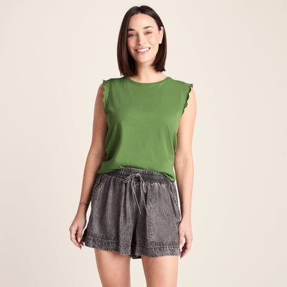 Katie Womens 100% Cotton Supersoft Vest - Dark Matcha