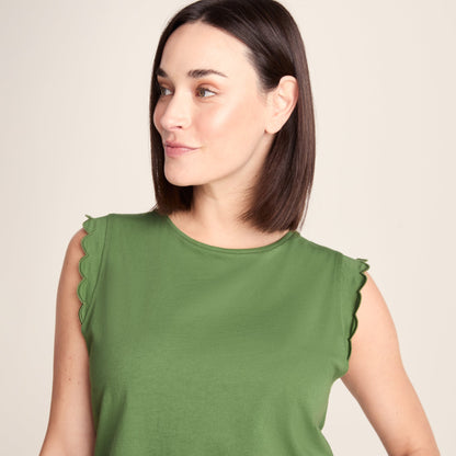 Katie Womens 100% Cotton Supersoft Vest - Dark Matcha