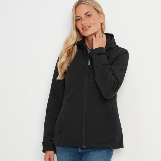 Keld Womens Shower Resistant Hooded Softshell Jacket - Black