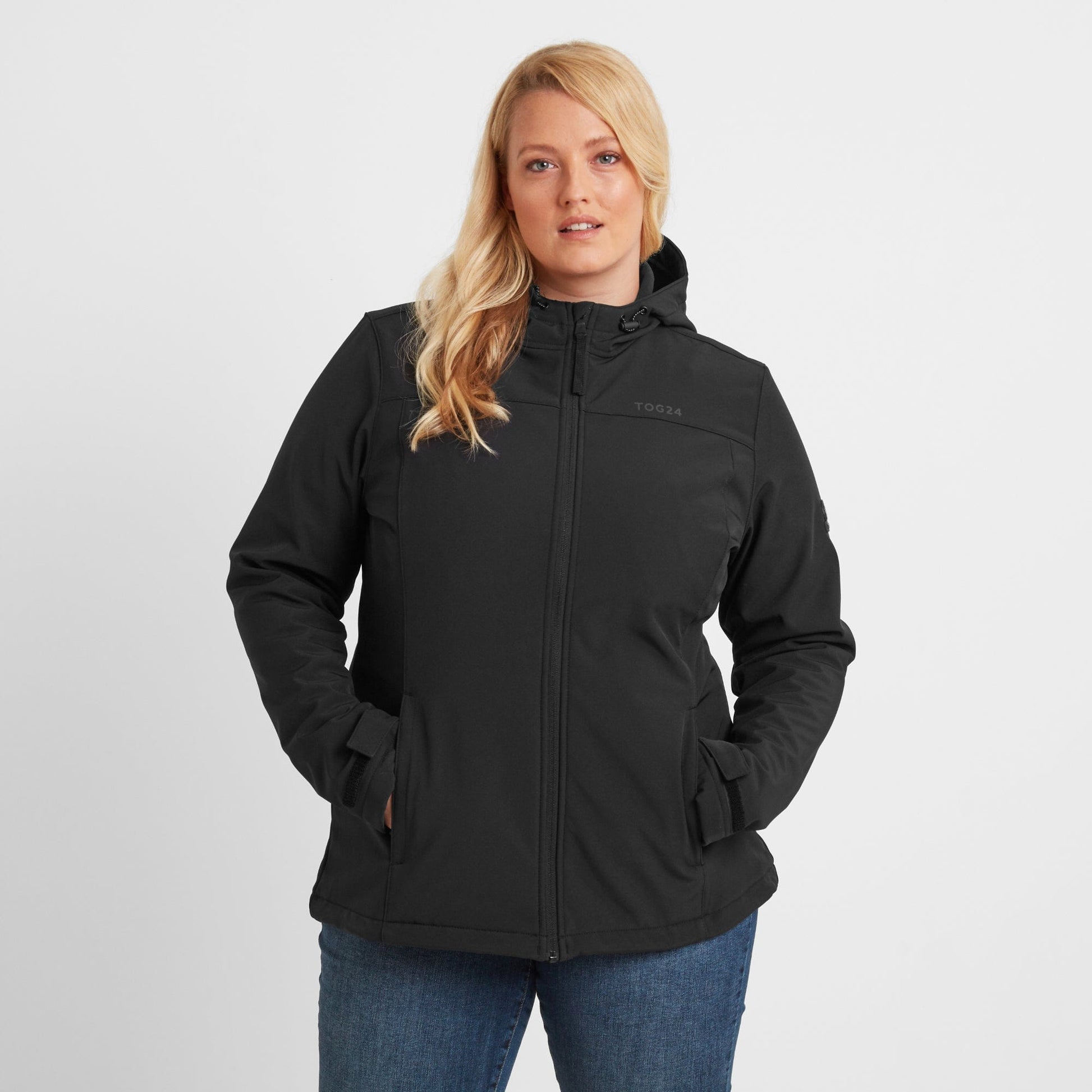 Keld Womens Shower Resistant Hooded Softshell Jacket - Black