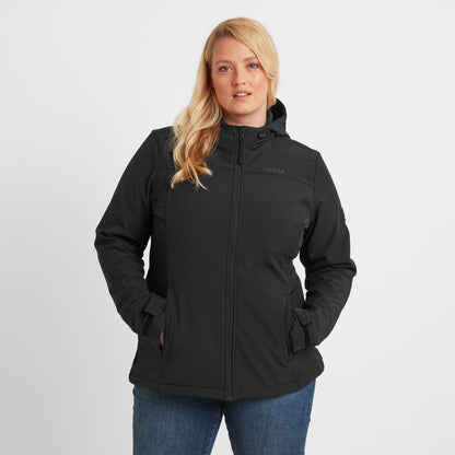 Keld Womens Shower Resistant Hooded Softshell Jacket - Black