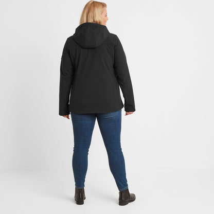 Keld Womens Shower Resistant Hooded Softshell Jacket - Black