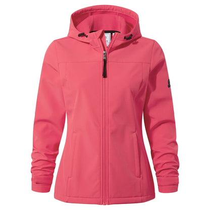 Keld Womens Shower Resistant Hooded Softshell Jacket - Sunset Coral