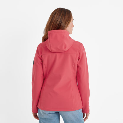 Keld Womens Shower Resistant Hooded Softshell Jacket - Sunset Coral