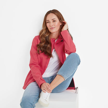 Keld Womens Shower Resistant Hooded Softshell Jacket - Sunset Coral