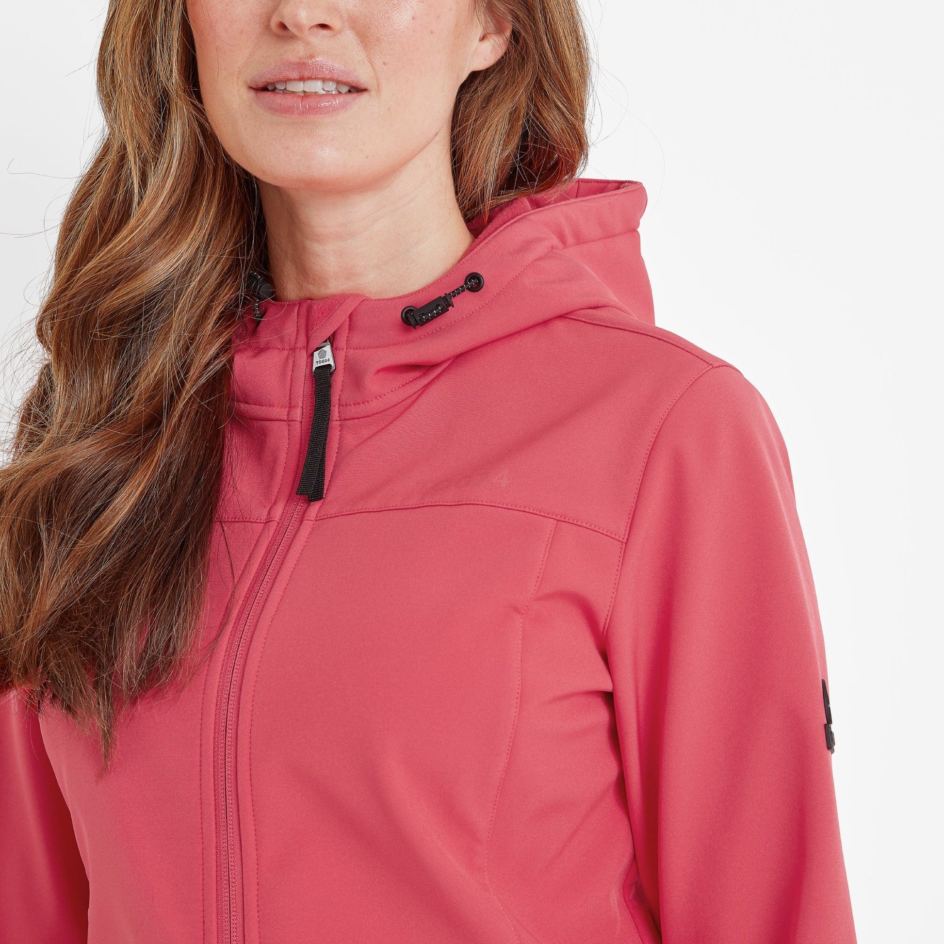 Keld Womens Shower Resistant Hooded Softshell Jacket - Sunset Coral