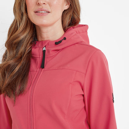 Keld Womens Shower Resistant Hooded Softshell Jacket - Sunset Coral