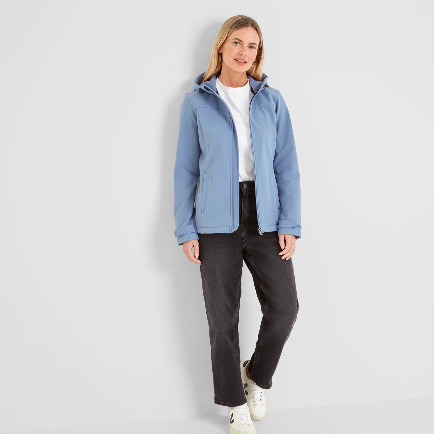 Keld Womens Shower Resistant Hooded Softshell Jacket - Misty Blue