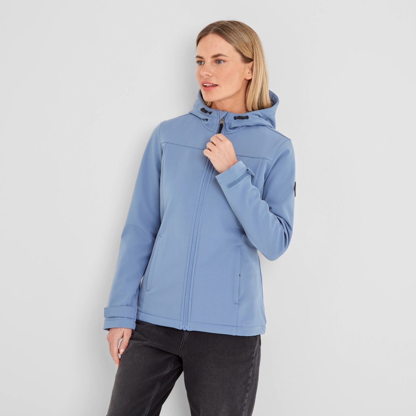 Keld Womens Shower Resistant Hooded Softshell Jacket - Misty Blue