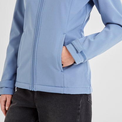 Keld Womens Shower Resistant Hooded Softshell Jacket - Misty Blue