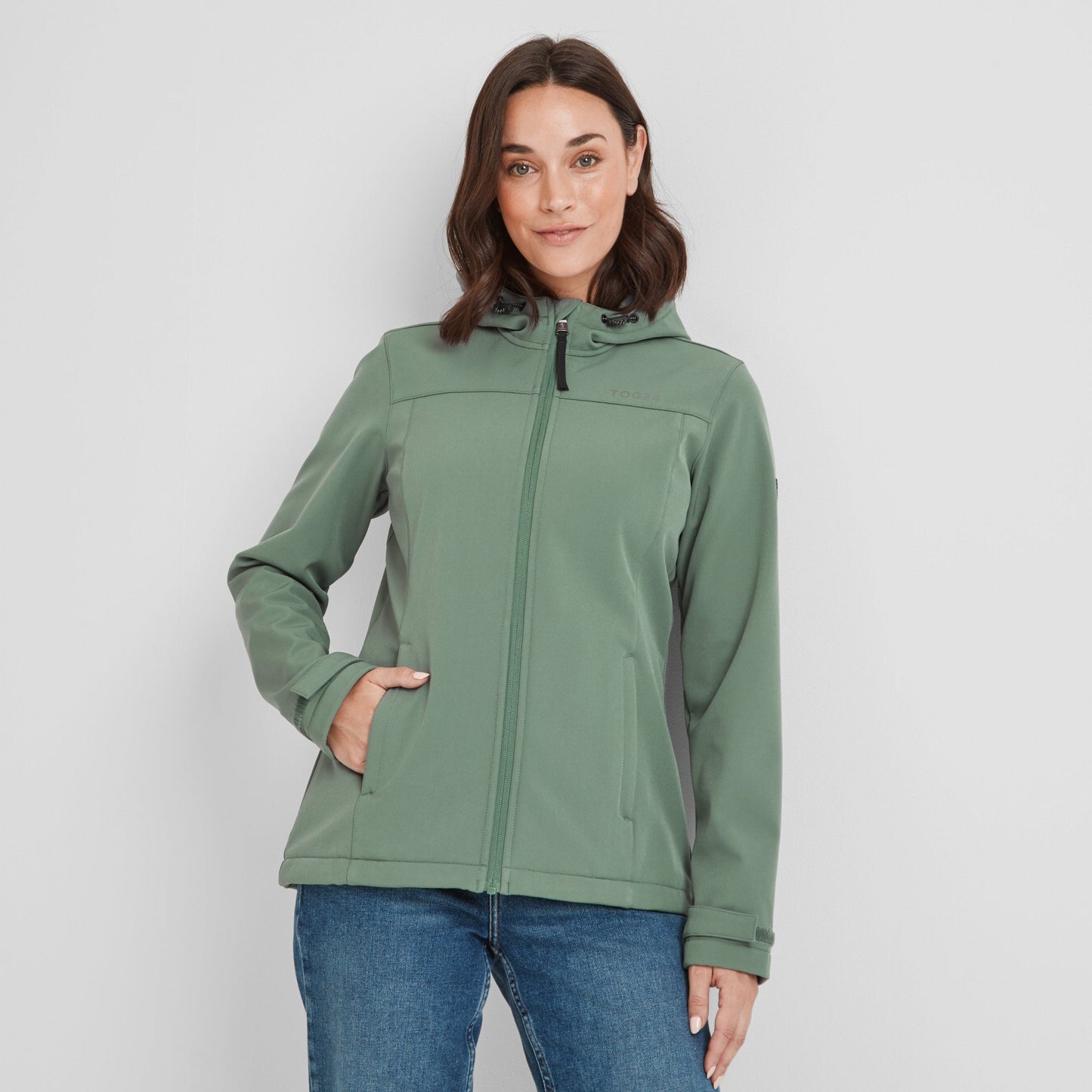 Keld Womens Shower Resistant Hooded Softshell Jacket - Light Forest