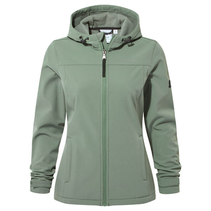 Keld Womens Shower Resistant Hooded Softshell Jacket - Light Forest