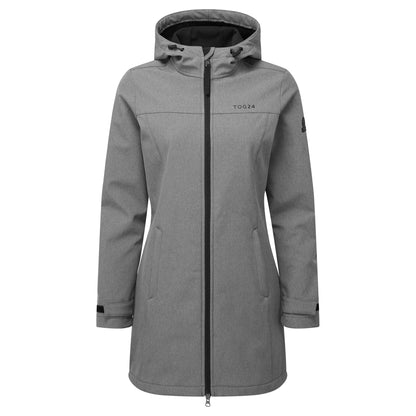 Keld Womens Long Shower Resistant Hooded Softshell Jacket - Dark Grey