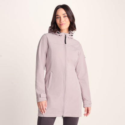 Keld Womens Long Shower Resistant Hooded Softshell Jacket - Dusky Pink