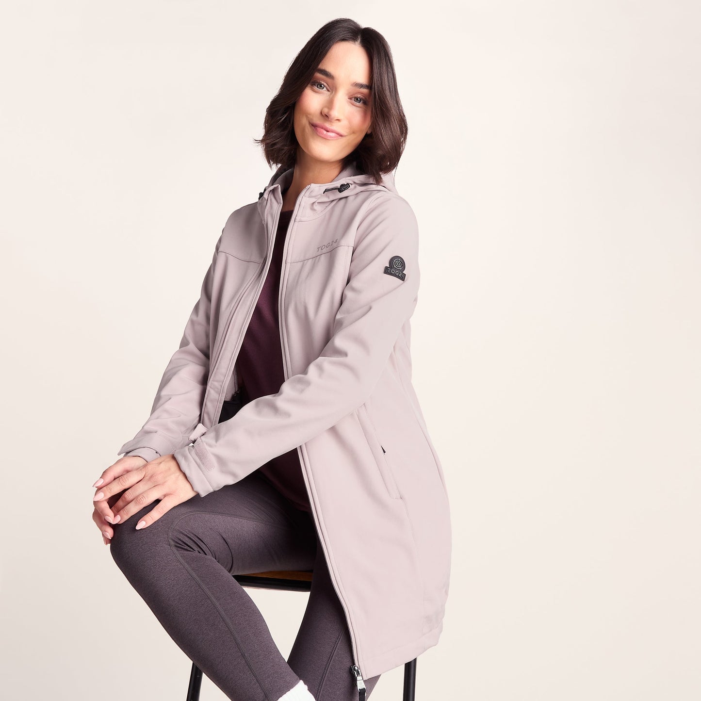 Keld Womens Long Shower Resistant Hooded Softshell Jacket - Dusky Pink