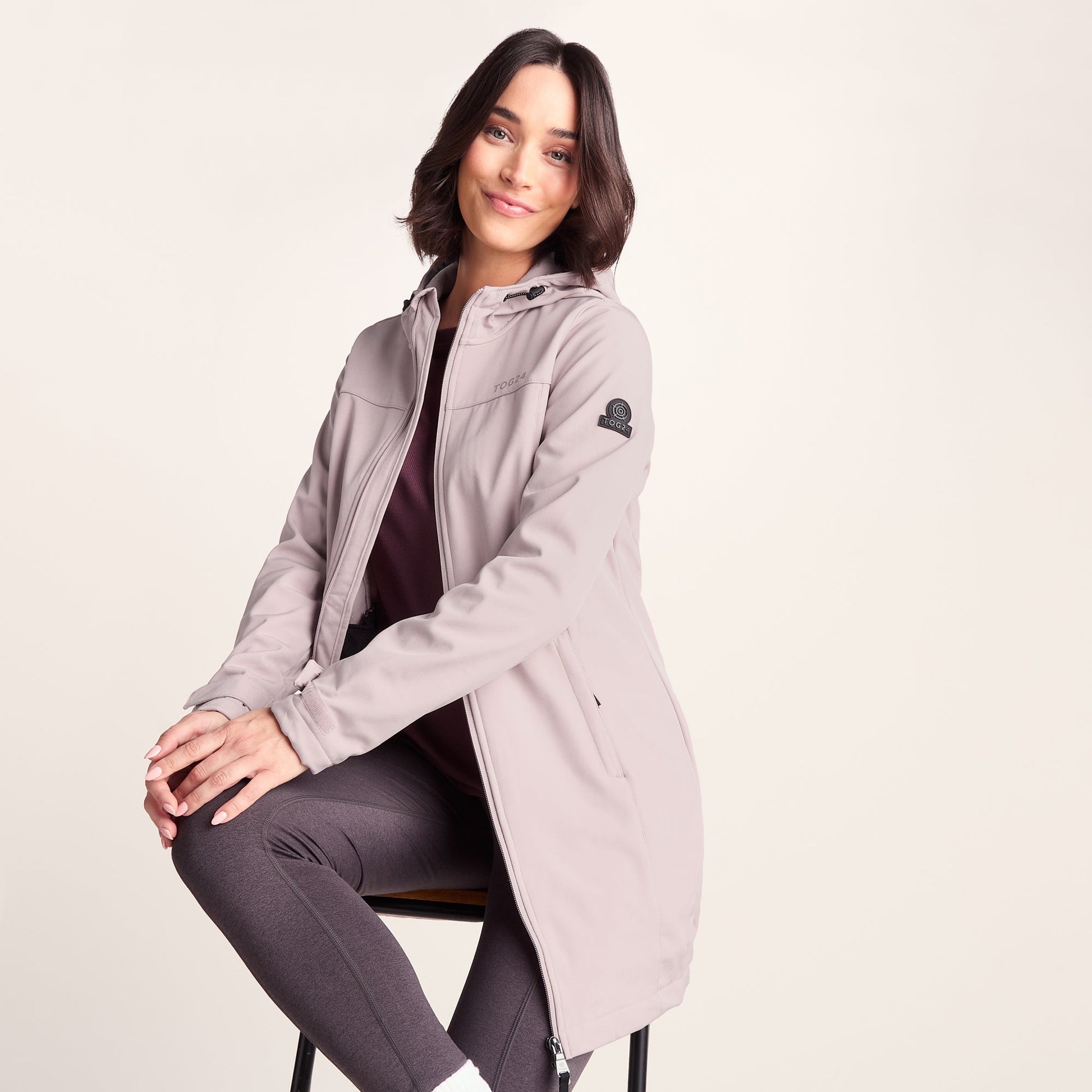 Keld Womens Long Shower Resistant Hooded Softshell Jacket - Dusky Pink