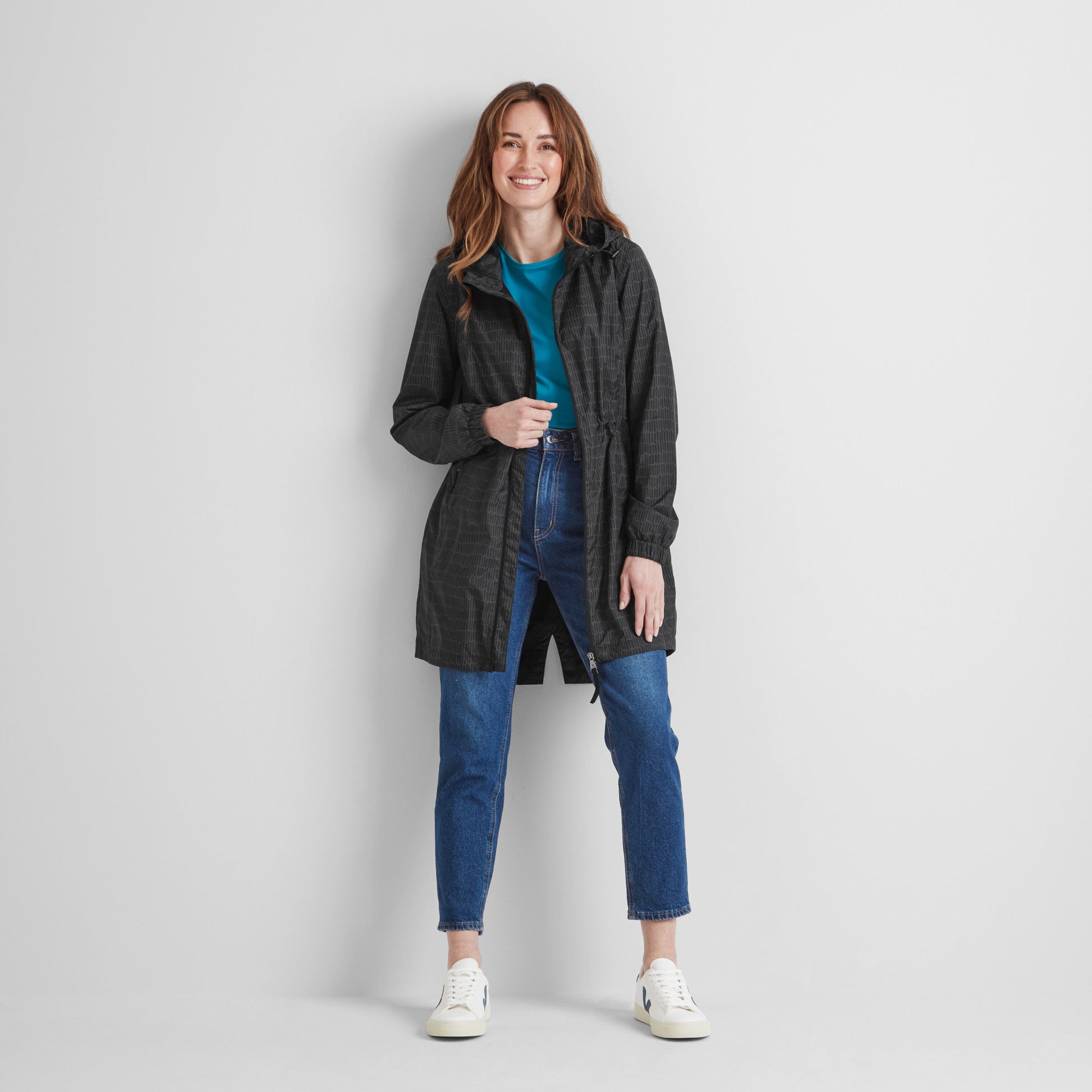 Kilnsey Womens Waterproof Jacket - Washed Black Dash Print