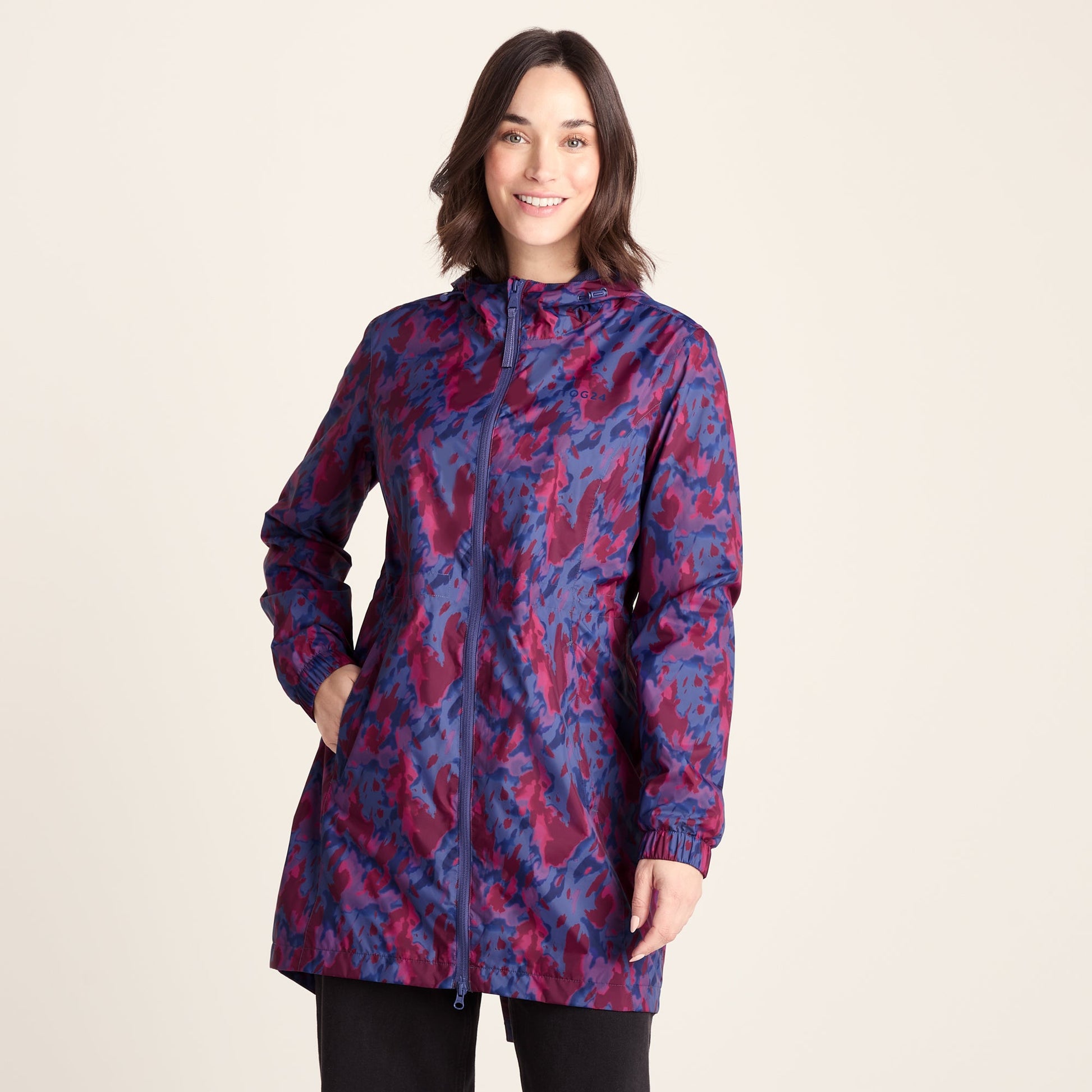 Kilnsey Womens Waterproof Jacket - Oxford Blue Abstract Print