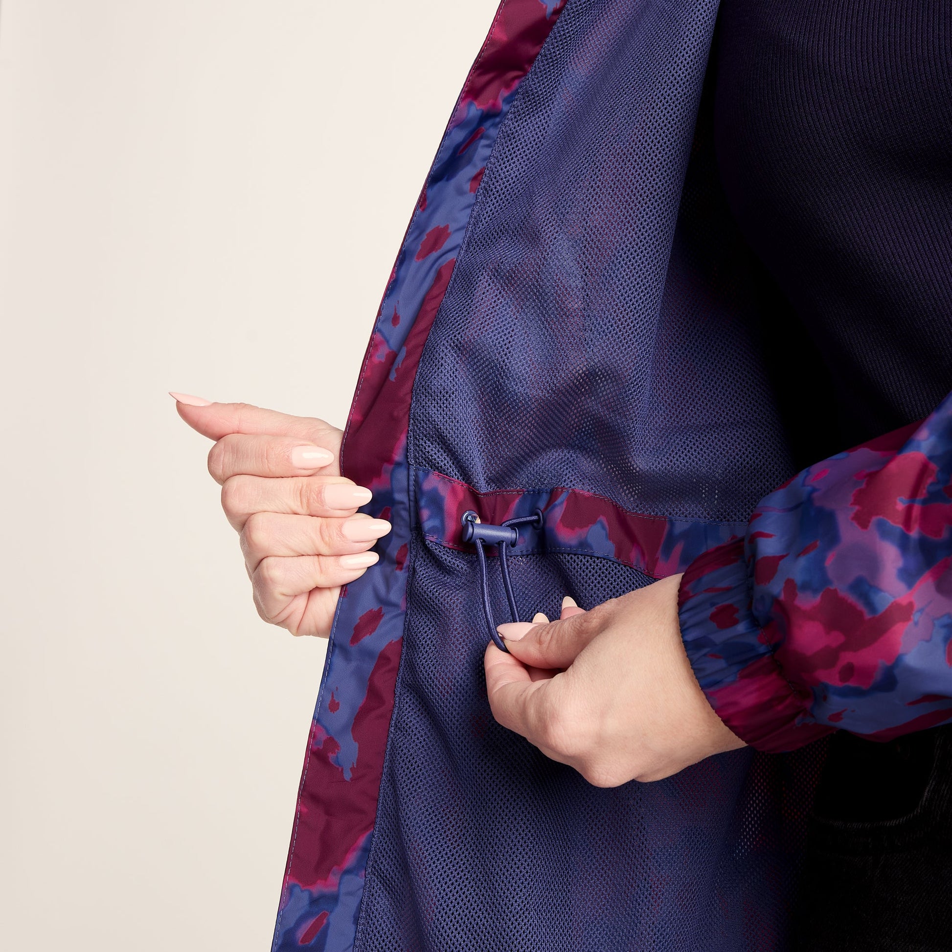 Kilnsey Womens Waterproof Jacket - Oxford Blue Abstract Print