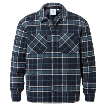 Kinsey Mens Quilted Flannel Shacket - Dark Indigo Check