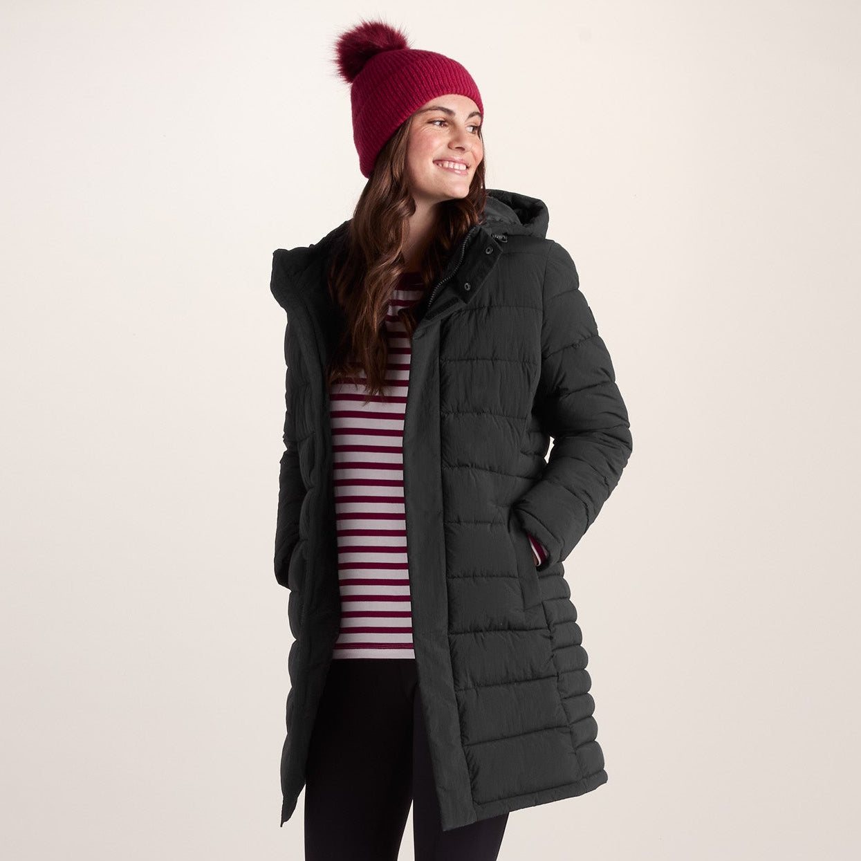 Kirkham Womens Long Shower Resistant Insulated Jacket - Black
