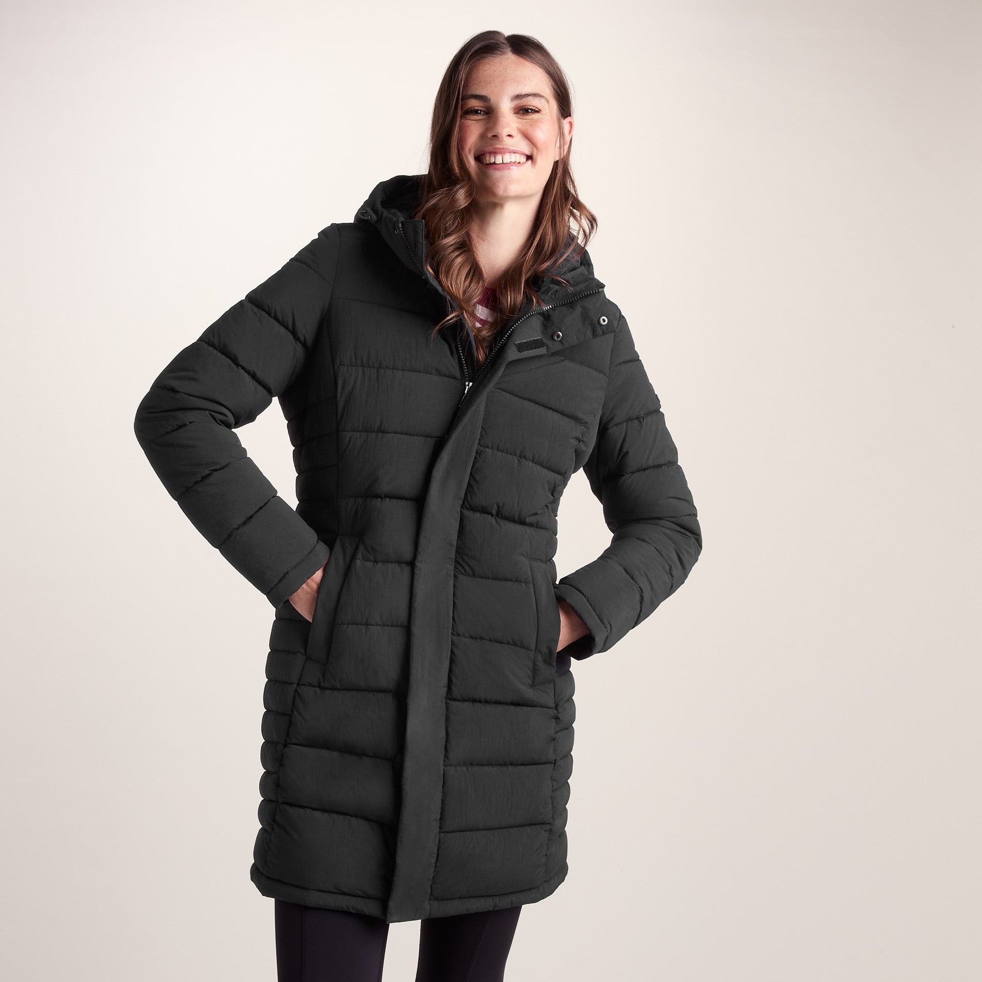 Kirkham Womens Long Shower Resistant Insulated Jacket - Black