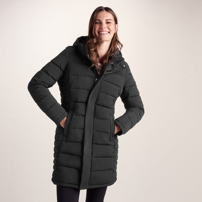 Kirkham Womens Long Shower Resistant Insulated Jacket - Black