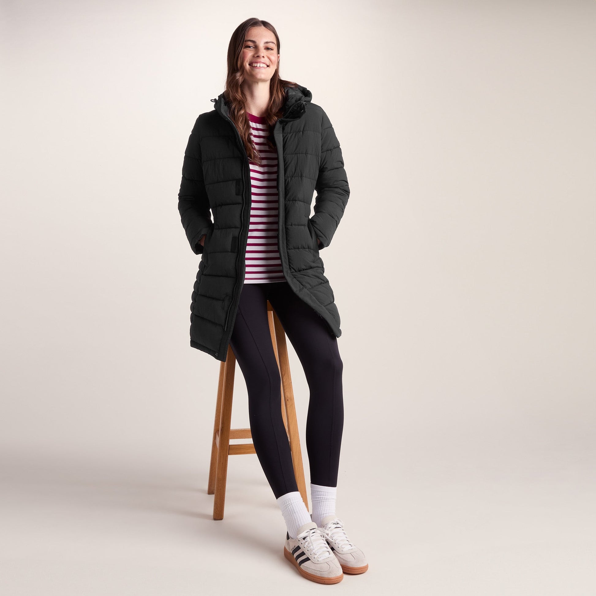 Kirkham Womens Long Shower Resistant Insulated Jacket - Black