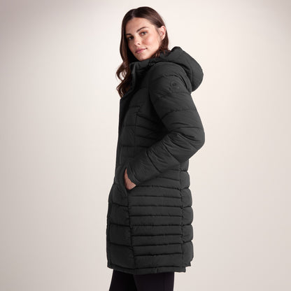 Kirkham Womens Long Shower Resistant Insulated Jacket - Black